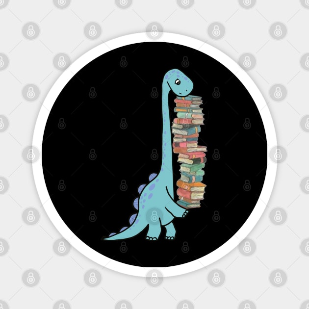 Reading Dinosaur 2 Magnet by Collagedream